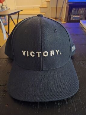 The Marathon Clothing Navy Blue "VICTORY." Embroidered Baseball Cap